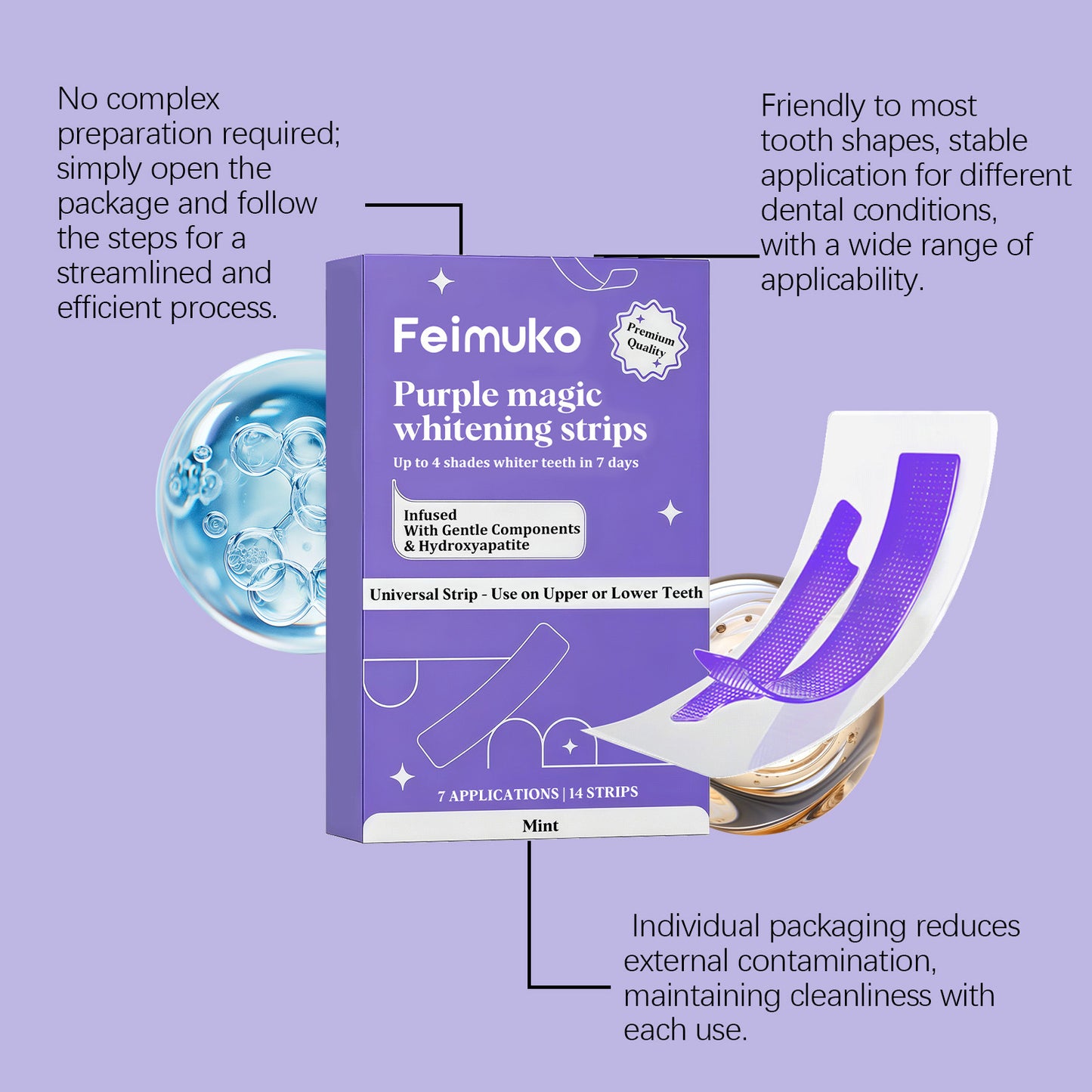 Bandes de blanchiment dentaire violettes